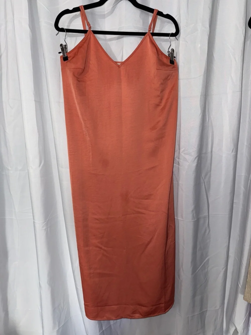 a new day Coral Slip Midi Dress with V-Neck